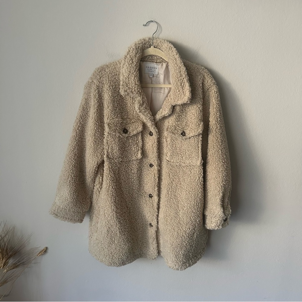 Hayden Sherpa Button Shaket in Cream Large - Picture 13 of 14